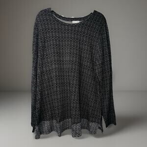 J.JILL Women's Wearever Collection Long Sleeve Swing Top Size XL Black and White